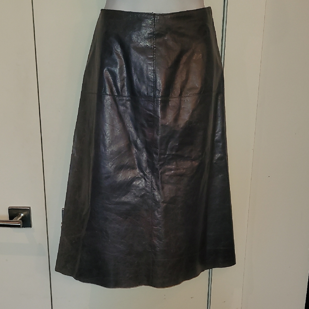 Banana Republic Black Leather A-Line Skirt Size 4